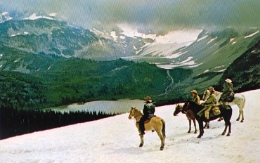 Featured is a c 1950's postcard image from the American Pacific Northwest ... specifically Lyman Lake and Glacier in the Glacier Peak Wilderness Area of the Northern Cascades of Washington State.  The original unused postcard is for sale in The unltd.com Store. 